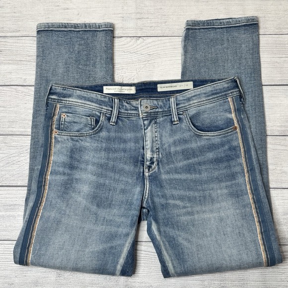 Pilcro and the Letterpress Denim - Pilcro And The Letterpress Anthro Slim Boyfriend Jeans Distressed Side Stripe 25